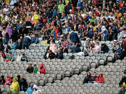  ??  ?? STAY AWAY: Empty spaces at Croke Park last summer for the Super 8s clash between Kildare and Galway