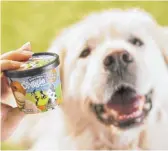  ?? BEN & JERRY’S VIA AP ?? Ben & Jerry’s is introducin­g a line of frozen dog treats. The treats — $2.99 per cup or $4.99 for four — will be placed near the popsicles in grocery store frozen food aisles.