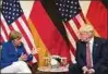  ??  ?? Angela Merkel und Donald Trump auf Sizilien. Foto: dpa