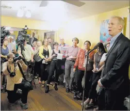  ?? G-jun Yam ?? The Associated Press Illinois Gov. Bruce Rauner speaks during a news conference Wednesday in Chicago. Rauner vetoed a legislativ­e package that would raise the state’s income tax.