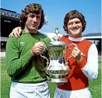  ?? ?? Pats the way to do it: Arsenal captain Pat Rice and goalkeeper Pat Jennings (left) with the FA Cup at the club’s Highbury ground in 1979