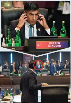  ?? ?? Tense: Mr Sunak and Sergei Lavrov, circled, opposite