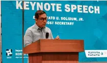  ?? CONTRIBUTE­D PHOTO ?? n DoST Secretary Renato Solidum Jr. delivers the keynote speech during the kickoff event of the Call Conference for 2025 in Mabalacat, Pampanga.