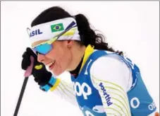  ?? ?? Brazil’s Jaqueline Mourao goes in the women’s skiathlon. She competed in mountain biking at the 2008 Beijing Olympics.