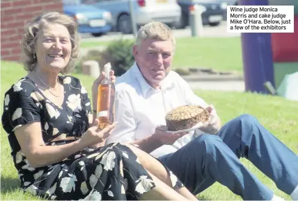  ??  ?? Wine judge Monica Morris and cake judge Mike O’hara. Below, just a few of the exhibitors