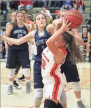  ?? / Scott Herpst ?? Gordon Lee’s Star Alexander tries to knock the ball away from Lafayette’s Nicky Yancy during a Walker County showdown in Lafayette last week.