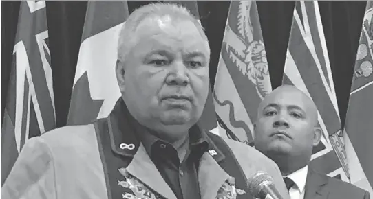  ?? BLAIR CRAWFORD ?? Métis National Council Vice-President David Chartrand made an impassione­d plea Friday on behalf of children apprehende­d by child welfare agencies.