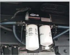  ??  ?? Keeping the VP44 healthy is an Airdog II-4G 165-gph fuel system. Michael keeps supply pressure set to 18 psi and also opted for Airdog’s low pressure indicator light kit, which illuminate­s when fuel pressure drops to 10 psi or lower.