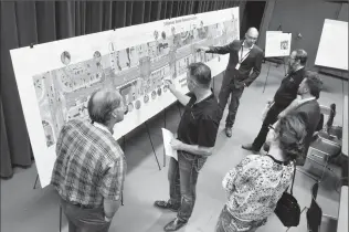  ?? @IMartensHe­rald Herald photo by Ian Martens ?? Officials and residents look over a informatio­n map board during a 3 Avenue South Reconstruc­tion Open House this week at Casa.