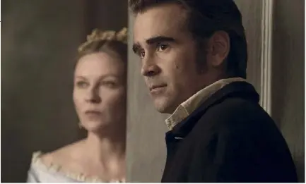  ??  ?? Kirsten Dunst face à Colin Farrell dans « les Proies ». LES PROIES, par Sofia Coppola, en compétitio­n à Cannes, en salles le 23 août.