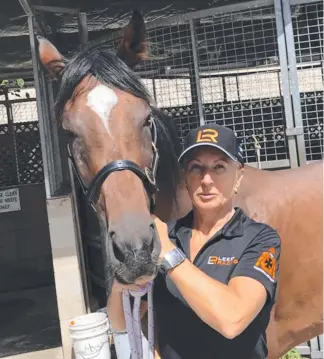  ??  ?? Lees Racing stable foreman Mandy Jupp with Miss Fraser, who runs at the Gold Coast today.