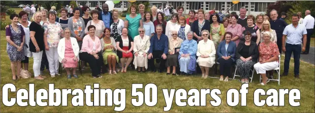  ?? Photo by Michelle Cooper Galvin ?? Sr Mary Rose Doyle with present day and former staff members at the St Mary of the Angels Beaufort’s 50th anniversar­y celebratio­n on Tuesday