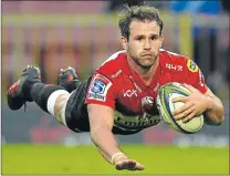  ?? Picture: GALLO IMAGES ?? HIGH FLYER: Nic Groom of the Lions scores a try during his team’s Super Rugby match against the Stormers at Newlands Stadium in Cape Town on Saturday