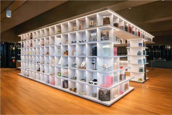  ?? ?? The ground-floor M+ Shop, by Lumsden Design, sells products connected to the museum’s collection­s and exhibition­s