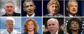  ?? (Photos AFP) ?? Robert De Niro, Barack Obama, Hillary Clinton, George Soros, Joe Biden, Debbie Wasserman-Schultz, John Brennan et Maxine Waters ont en commun qu’ils ont dénoncé la politique de Donald Trump.