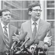  ?? JASON REDMOND, AFP/ GETTY IMAGES ?? Washington state Attorney General Bob Ferguson talks about the controvers­ial travel order March 15 in Seattle.