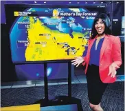  ??  ?? OAKVILLE, ONTARIOSap­hia Khambalia hosting on The Weather Network in 2018.