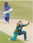  ?? — Reuters ?? South Africa’s Dane van Niekerk celebrates taking the wicket of India’s Harmanpree­t Kaur.