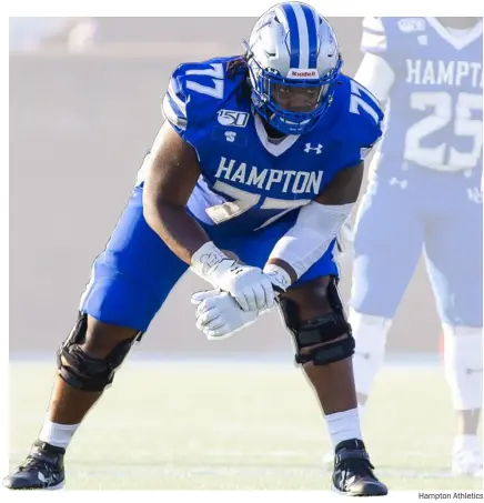  ?? Hampton Athletics ?? Keldrick Wilson is 6-foot-5 and 299 pounds with something to prove.