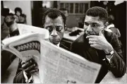  ?? CONTRIBUTE­D BY STEVE SCHAPIRO ?? James Baldwin (left) in 1963 in Mississipp­i, where he visited the NAACP’s Medgar Evers.