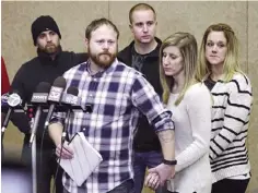  ?? —AP ?? ILLINOIS: Family spokesman David Boyd and others hold a news conference, in Crystal Lake, Illinois, after an 18-year-old man was assaulted in Chicago earlier this week.