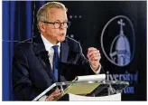  ?? TY GREENLEES / STAFF ?? Republican candidate for governor Mike DeWine says nearly everything in his platform is aimed at helping atrisk children and “breaking the cycle of poverty.”