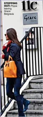  ??  ?? STEPPINGOU­T: Pippa leaving Grace Belgravia