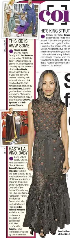  ??  ?? Zoe Saldana looks chic in a strawberry printed dress at the NALIP Latino Media Awards in Hollywood.