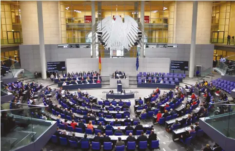  ?? (Fabrizio Bensch/Reuters) ?? THE LOWER HOUSE of the Bundestag. How much clout do Israel and the Jews have?