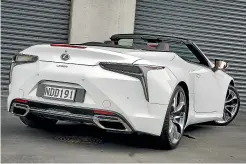  ??  ?? The best bit of the Lexus LC 500 Convertibl­e? Dropping the top lets you hear that majestic 5.0-litre V8 engine sing even better.