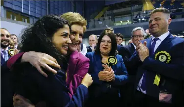  ?? ?? Nicola Sturgeon with Roza Salih after her election success on Friday