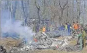  ?? WASEEM ANDRABI /HT ?? ▪ The Russian-built chopper crashed at around 10 am in an open field near Garend Kalaan village in Kashmir’s Budgam.