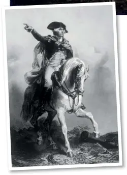  ??  ?? Opposite: Ferguson refused to shoot while George Washington’s back was turned. Top: The Battle of Paoli, part of the Philadelph­ia campaign of the American Revolution­ary War, following the Battle of Brandywine.
Above: George Washington engraving by Henry J. Johnson.