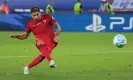  ?? Images ?? Gonzalo Montiel scores for Sevilla in the Super Cup shootout against Manchester City earlier this month. Photograph: Álex Caparrós/Uefa/Getty