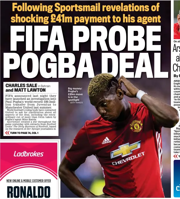  ?? GETTY IMAGES ?? Big money: Pogba’s £89m move is in the spotlight