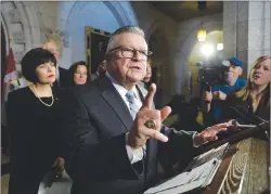  ?? CP PHOTO ?? Minister of Public Safety and Emergency Preparedne­ss Ralph Goodale speaks during an announceme­nt on firearms legislatio­n on Parliament Hill in Ottawa on Tuesday.
