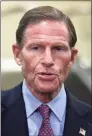  ?? Susan Walsh / Associated Press ?? Sen. Richard Blumenthal, D-Conn., talks with reporters on Capitol Hill in Washington on July 10, 2019, before attending a briefing on election security.