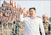  ?? REUTERS ?? Kim Jong-un meets troops who took part in the military parade to mark the 90th anniversar­y of the army’s founding.