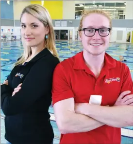  ?? Penticton Herald ?? Penticton lifeguards Amanda Lust and Reid Noble-Hearle helped save a man’s life earlier this week at the community centre.