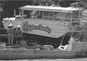  ?? J.B. FORBES/ST. LOUIS POST-DISPATCH FILE PHOTOGRAPH ?? The duck boat is hauled out of the water on July 23 at Table Rock Lake in Branson, Mo.