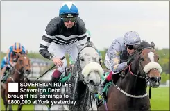  ??  ?? SOVEREIGN RULES: Sovereign Debt brought his earnings to £800,000 at York yesterday