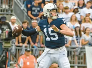  ?? BARRY REEGER/AP ?? Quarterbac­k Drew Allar, who got experience as a freshman, is expected to start for the Nittany Lions this year, with hopes he can take the team to the playoffs.
