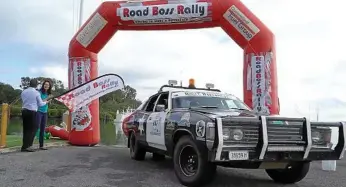  ??  ?? ON THE ROAD AGAIN: The Booze Brothers’ car 707 leaves the start line of the 2017 Road Boss Rally in Gladstone with 500km of rugged road ahead.