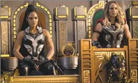  ?? Jasin Boland Marvel Studios ?? VALKYRIE (Tessa Thompson), from left, and Mighty Thor (Natalie Portman).