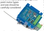  ?? ?? ↑
Slow motion stall motors are among the most reliable machines for turnout control and can be easily powered with accessory decoders. A DCC Concepts Cobalt with decoder is shown.