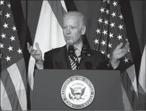  ?? AP/JOSE LUIS MAGANA ?? Vice President Joe Biden, at an event Saturday in Washington, said the United States “will be relentless in our efforts to bring to justice” those responsibl­e for the “despicable crime” of abducting and killing American photojourn­alist Luke Somers, who...