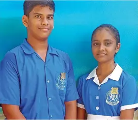  ?? Photo: Salote Qalubau ?? Lautoka Andhra Sangam School head boy Shreyas Prasad and head girl Aastha Chandra.