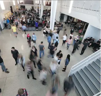  ?? JASON KRYK ?? The new $32-million Leamington District Secondary School features an atrium that acts as a common gathering area for students. The school opened Tuesday to rave reviews from students and staff.