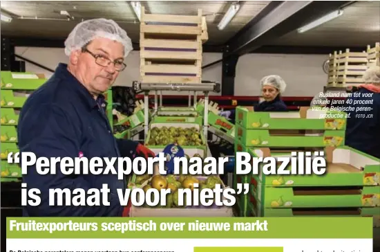  ?? FOTO JCR ?? Rusland nam tot voor enkele jaren 40 procent van de Belgische perenprodu­ctie af.