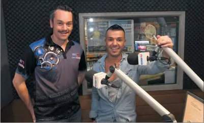  ??  ?? VISIT: 3WM and MIXX FM announcer Adam Roche with singer-songwriter Anthony Callea at ACE Radio studios in Horsham. Callea will tour the region in May. Picture: PAUL CARRACHER